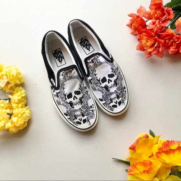Vans | Shoes | White Black Skull Design 
